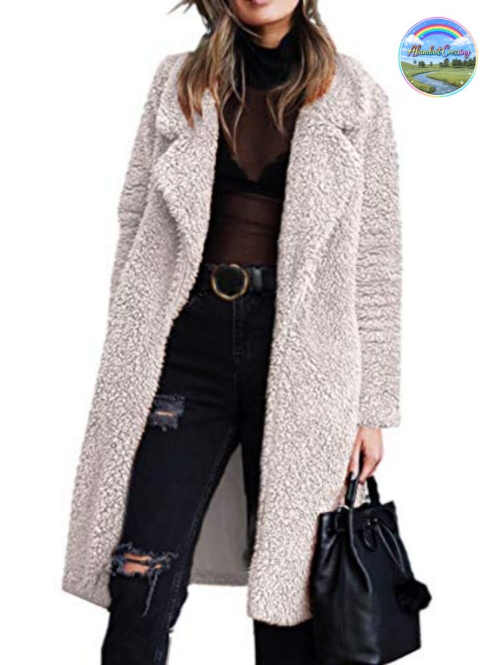 Faux Fur Long Cardigan Coat Fuzzy Fleece Warm Winter Outwear Jacket